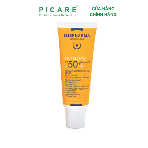 Kem chống nắng cho da dầu Isis Pharma Uveblock Dry Touch Ultra-Fluide Toucher Tinted SPF 50+ 40ml
