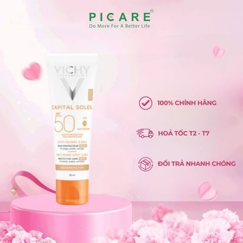 Kem chống nắng ngăn sạm da & giảm thâm nám nâng tone Vichy Ideal Soleil Anti Dark Spot SPF50+ 50ml ( Có màu )