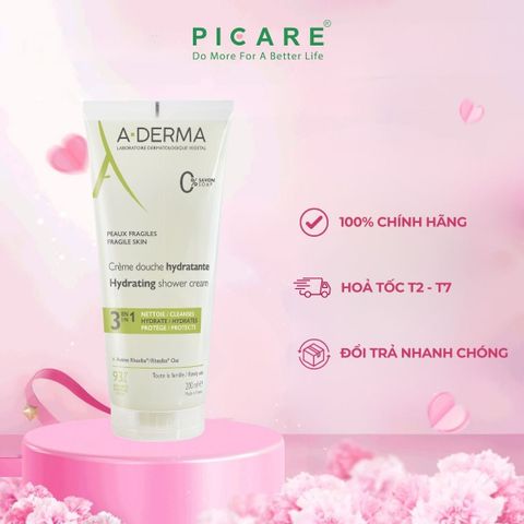 Gel rửa mặt tắm gội dịu nhẹ dành cho da bé da nhạy cảm A-Derma Hydra Shower Gel Protective 200ml