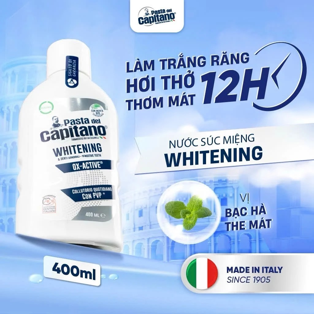 Nước súc miệng Pasta del Capitano Whitening (Làm trắng răng) – 400ml