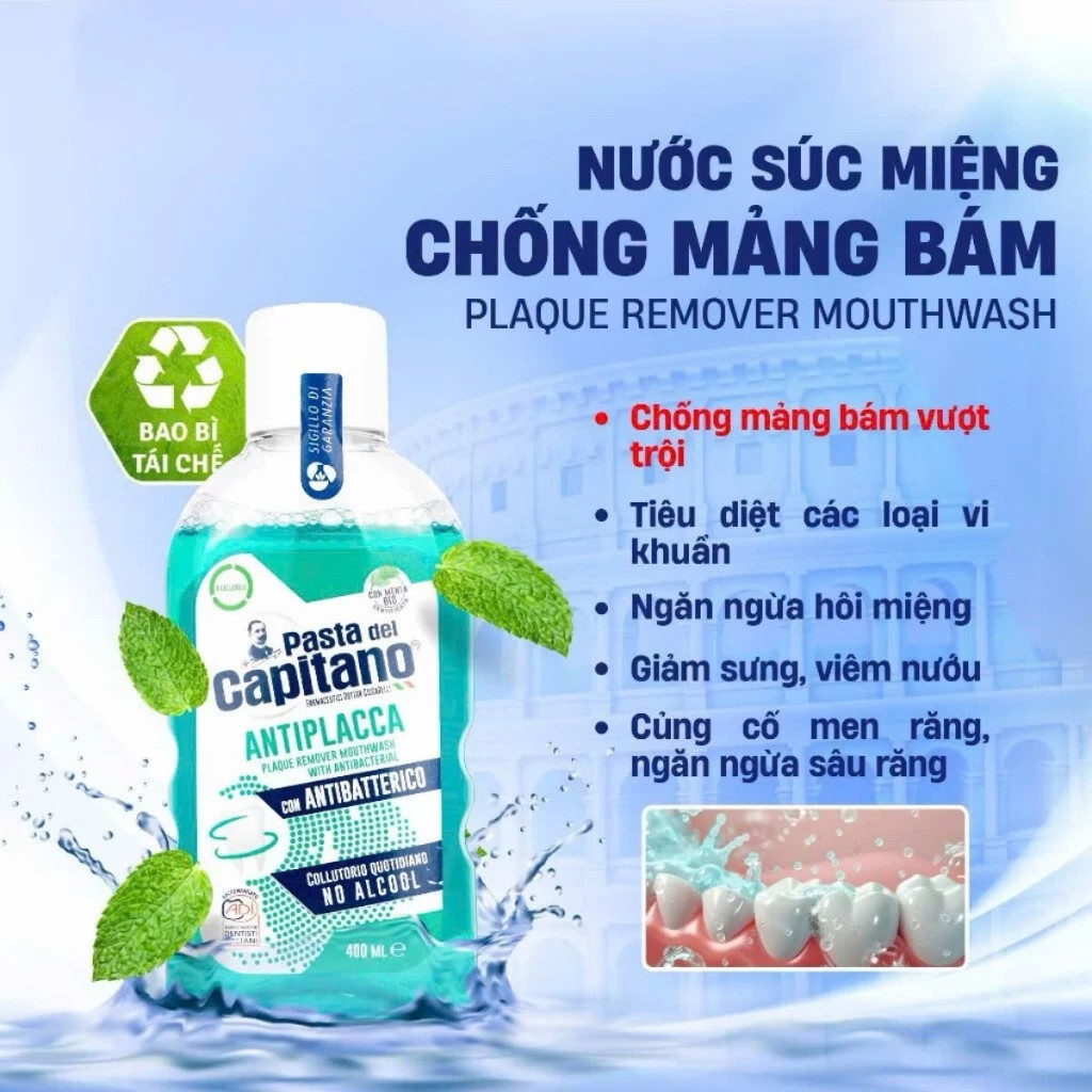 Nước súc miệng Pasta del Capitano Plaque Remover (Loại bỏ mảng bám) – 400ml