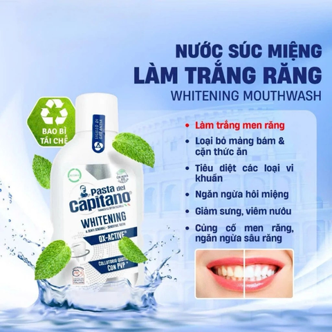 Nước súc miệng Pasta del Capitano Whitening (Làm trắng răng) – 400ml