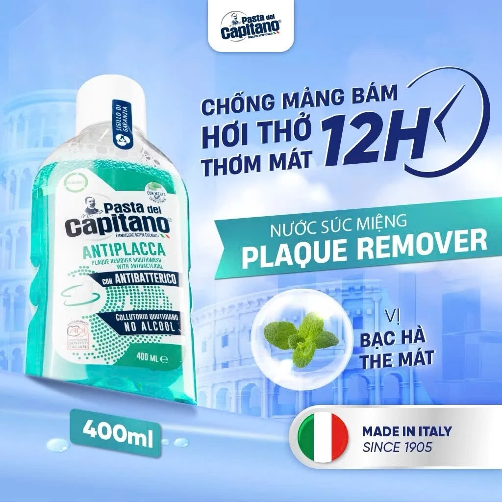 Nước súc miệng Pasta del Capitano Plaque Remover (Loại bỏ mảng bám) – 400ml