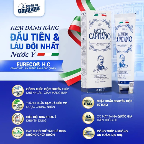 Kem đánh răng Pasta del Capitano 1905 Whitening (Làm trắng răng) – 75ml