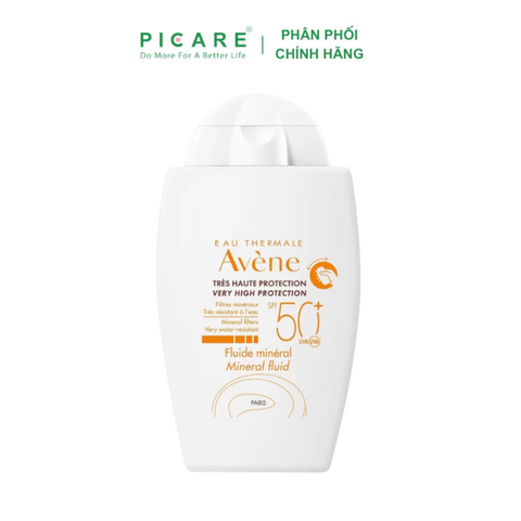 Kem chống nắng vật lý toàn thân, bảo vệ da rất cao Avène Very High Protection Mineral Fluid SPF50+ 40ml