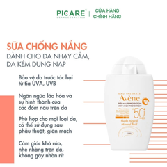 Kem chống nắng vật lý toàn thân, bảo vệ da rất cao Avène Very High Protection Mineral Fluid SPF50+ 40ml