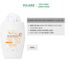Kem chống nắng vật lý toàn thân, bảo vệ da rất cao Avène Very High Protection Mineral Fluid SPF50+ 40ml