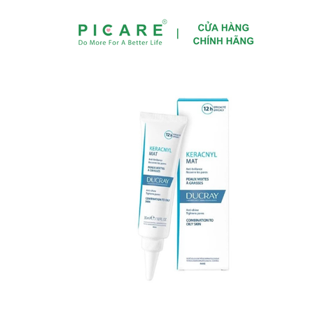 Kem dưỡng làm giảm bóng nhờn, thu nhỏ lỗ chân lông Ducray Keracnyl Mat 30ml