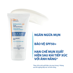 Kem chống nắng kiềm dầu cho da dầu mụn Ducray Keracnyl UV SPF50+ bảo vệ da khỏi tia UVA & UVB 50ml