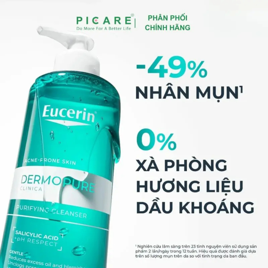 Sữa rửa mặt dạng gel dành cho da nhờn mụn Eucerin Dermopure Clinical Purifying Cleanser 75ml