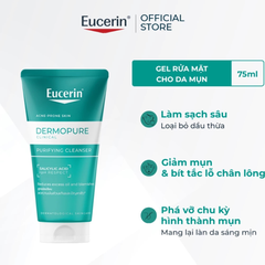 Sữa rửa mặt dạng gel dành cho da nhờn mụn Eucerin Dermopure Clinical Purifying Cleanser 75ml