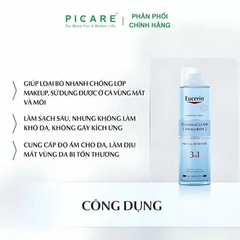 Nước tẩy trang cho da nhạy cảm Eucerin DermatoClean Hyaluron Micellar Water 3In1 200ml