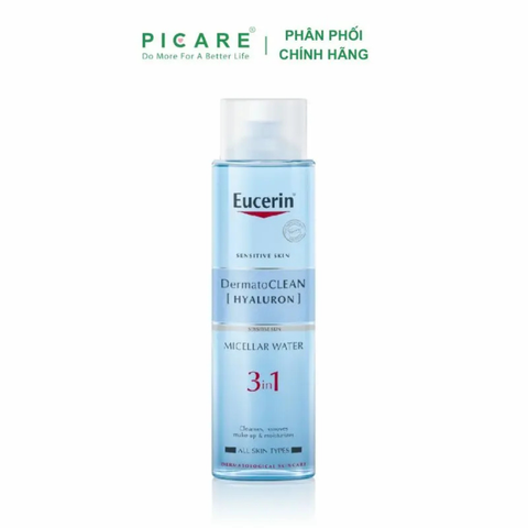 Nước tẩy trang cho da nhạy cảm Eucerin DermatoClean Hyaluron Micellar Water 3In1 200ml