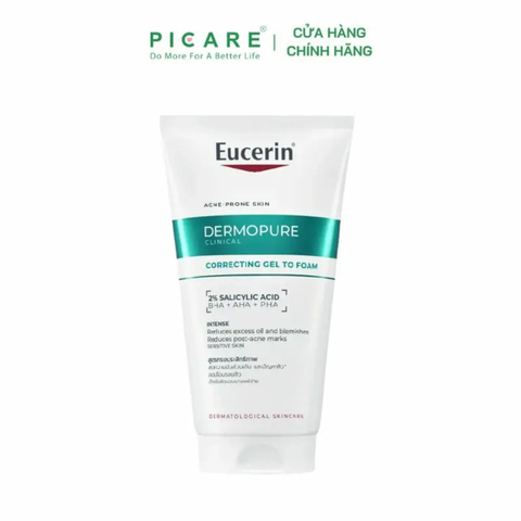 Gel rửa mặt cho da mụn Eucerin Dermopure Clinical Dermopure Clinical Correcting Gel To Foam