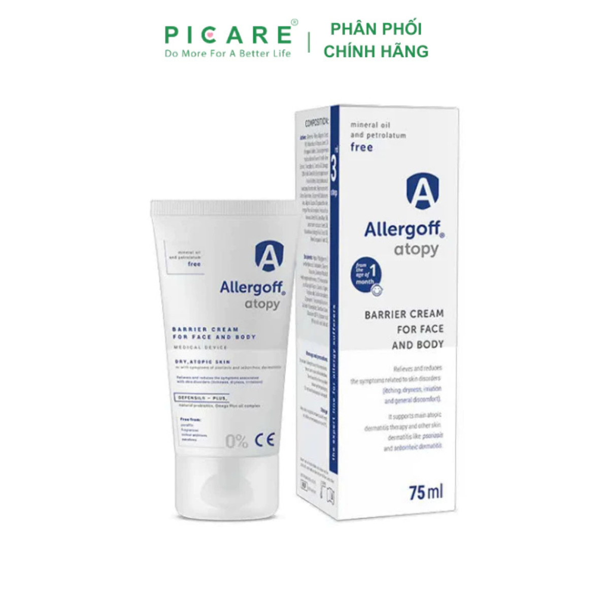 Kem dưỡng ẩm làm dịu giảm ngứa cho da mặt và cơ thể Allergoff Atopy Barrier Cream For Face And Body 75ml