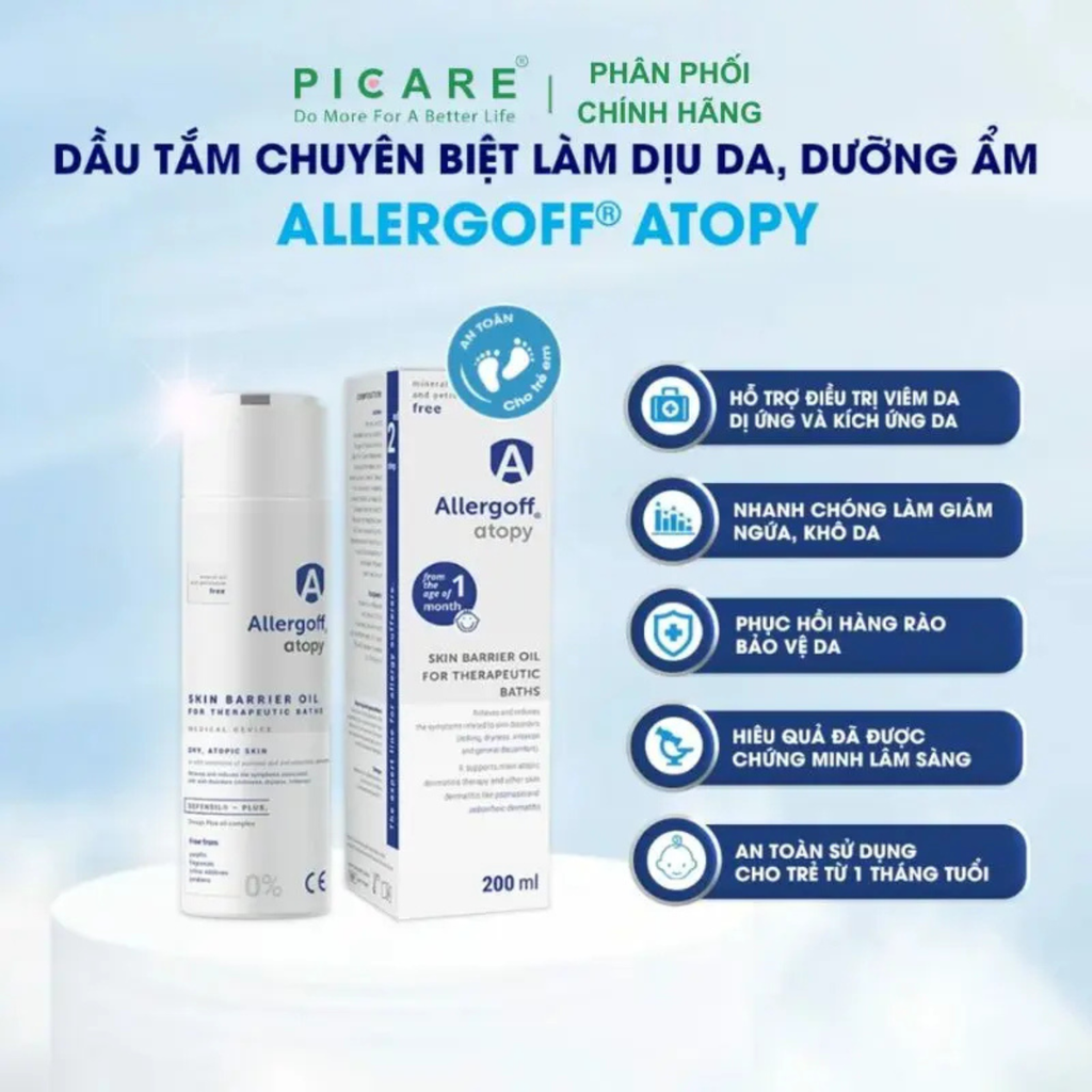Dầu tắm chuyên biệt làm dịu da, dưỡng ẩm Allergoff Atopy 200ml