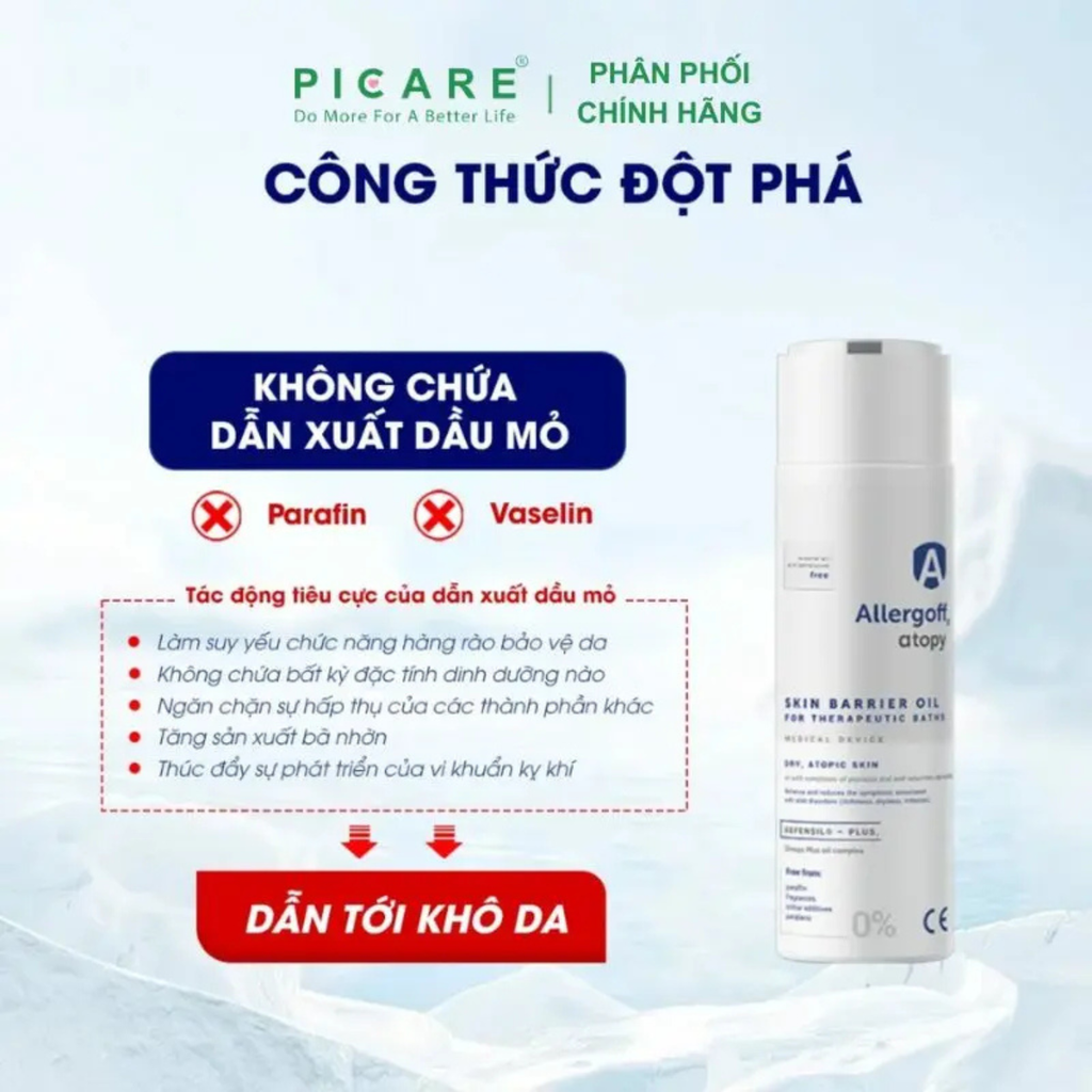 Dầu tắm chuyên biệt làm dịu da, dưỡng ẩm Allergoff Atopy 200ml