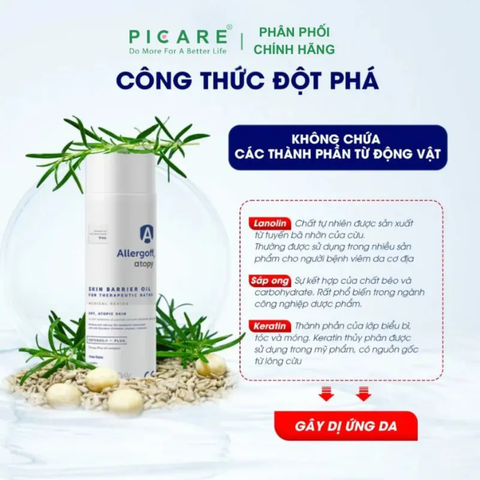 Dầu tắm chuyên biệt làm dịu da, dưỡng ẩm Allergoff Atopy 200ml