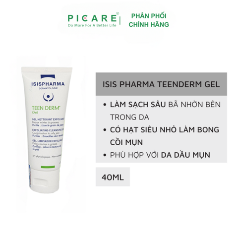 Gel Rửa Mặt Giảm Nhờn, Mụn Isis Pharma Teen Derm Gel 40ml