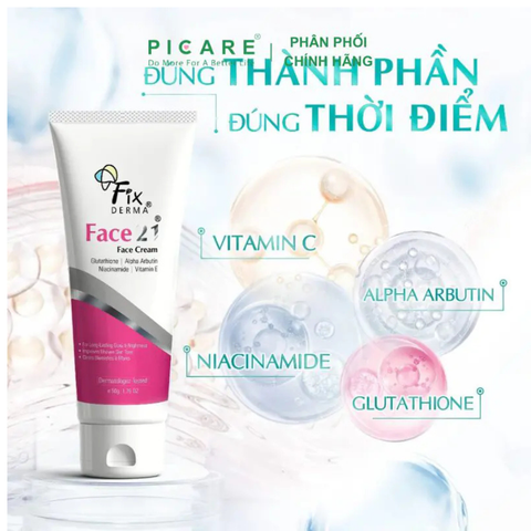 Kem Dưỡng Hỗ Trợ Trắng Sáng Da Fixderma Face21 Face Cream 50g