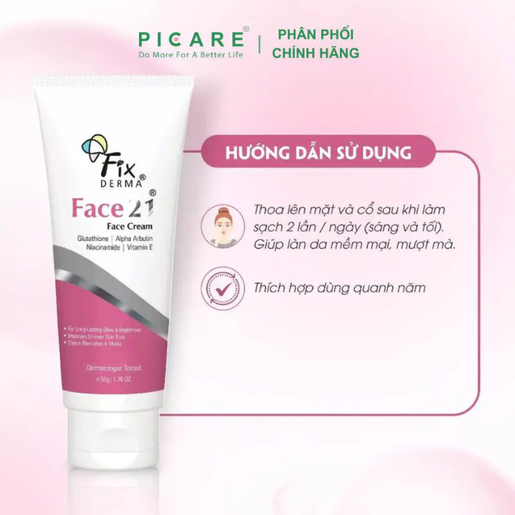 Kem Dưỡng Hỗ Trợ Trắng Sáng Da Fixderma Face21 Face Cream 50g