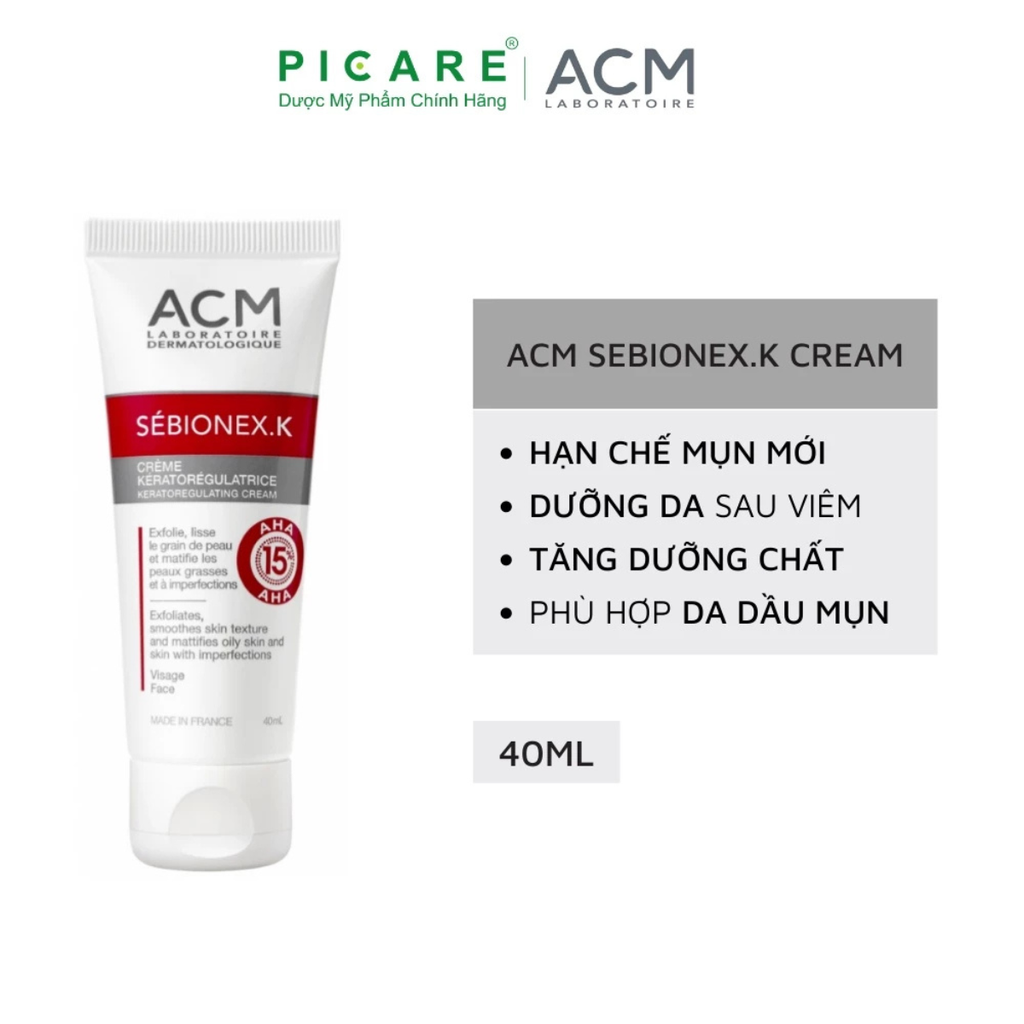 Kem hỗ trợ giảm bã nhờn ngăn ngừa mụn ACM Sebionex K Cream 40ml