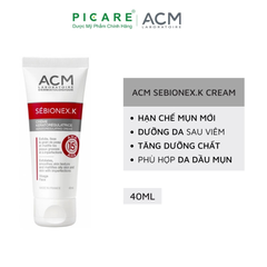 Kem hỗ trợ giảm bã nhờn ngăn ngừa mụn ACM Sebionex K Cream 40ml