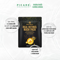 Hộp mặt nạ dưỡng ẩm tăng cường độ đàn hồi và giảm các dấu hiệu lão da Pax Moly Real Retinol Mask Pack (Hộp 10 Miếng)