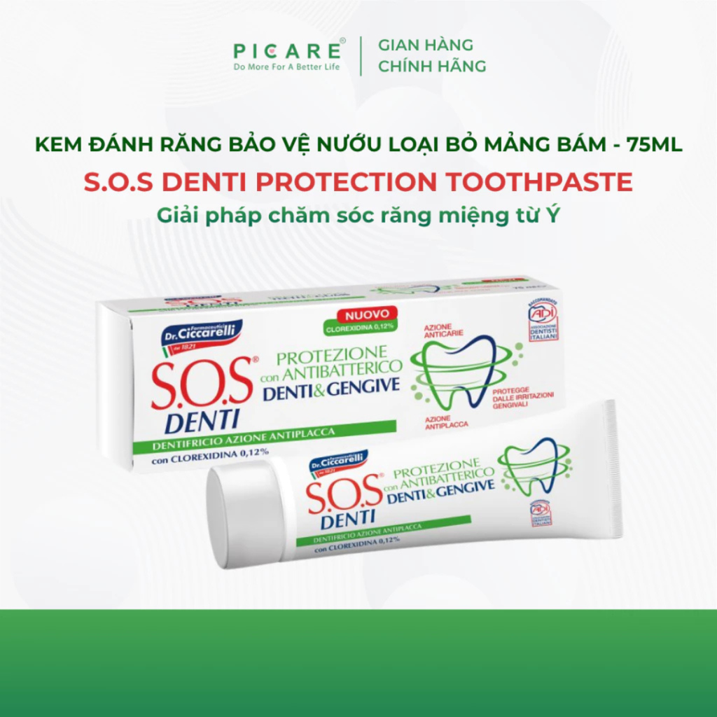 Kem đánh răng bảo vệ nướu, loại bỏ mảng bám S.O.S Denti Protection Toothpaste - 75g