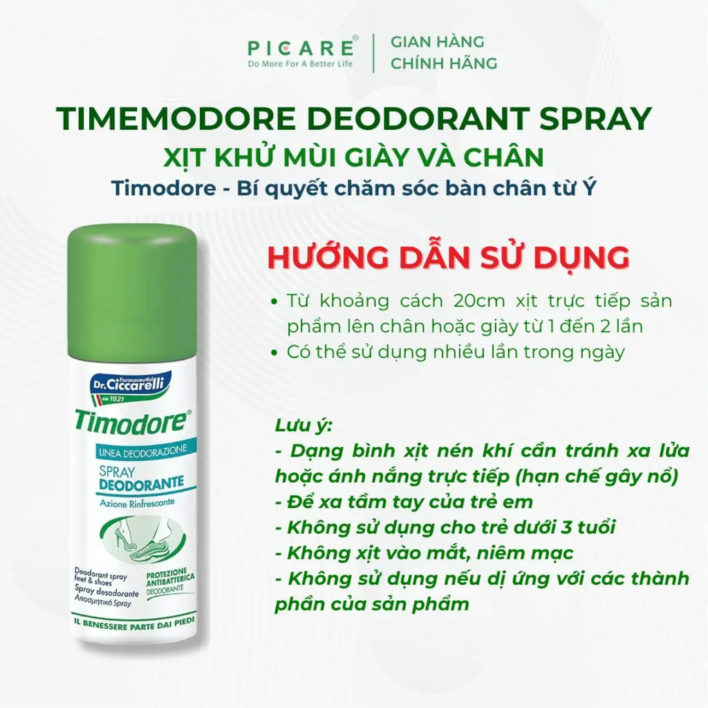 Xịt Khử Mùi Chân & Giày Dr. Ciccarelli Timodore Deodorant Spray 150 ml