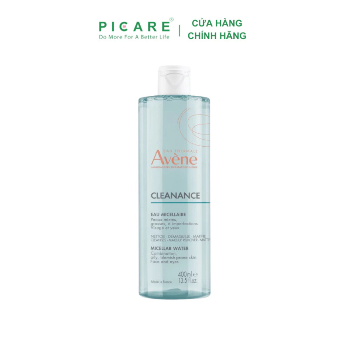 Nước tẩy trang dành cho da dầu mụn Avene Cleanance Micellar Water, làm sạch bụi bẩn bã nhờn 400ml