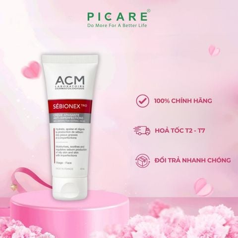 Kem Dưỡng Ẩm Dành Cho Da Mụn Giúp Ngăn Ngừa Sự Tiết Bã Nhờn ACM Sebionex Trio Anti-imperfection Soothing Cream 40ml