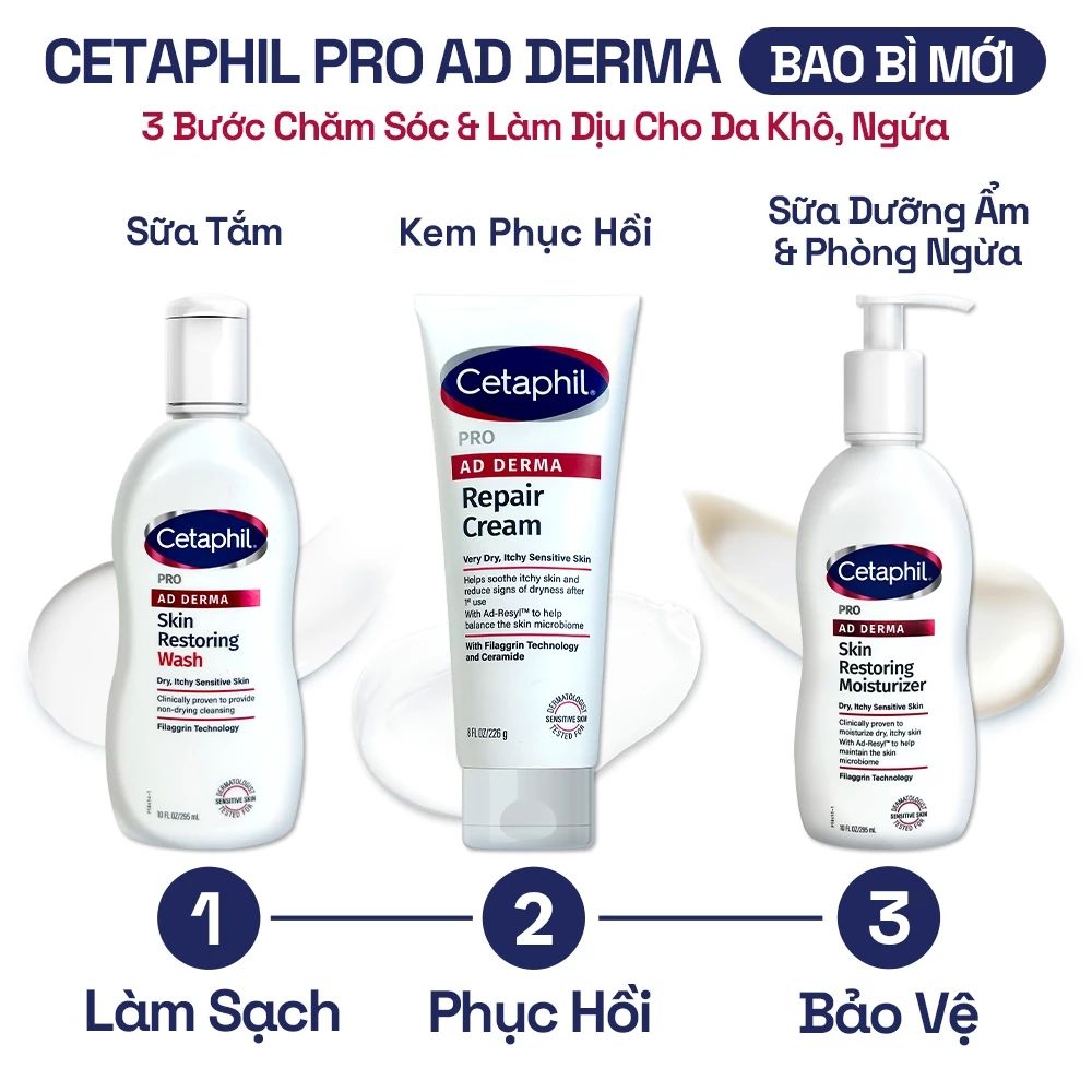Sữa dưỡng ẩm dịu lành dành cho da khô, ngứa CETAPHIL PRO AD DERMA SKIN RESTORING MOISTURIZER 295ml