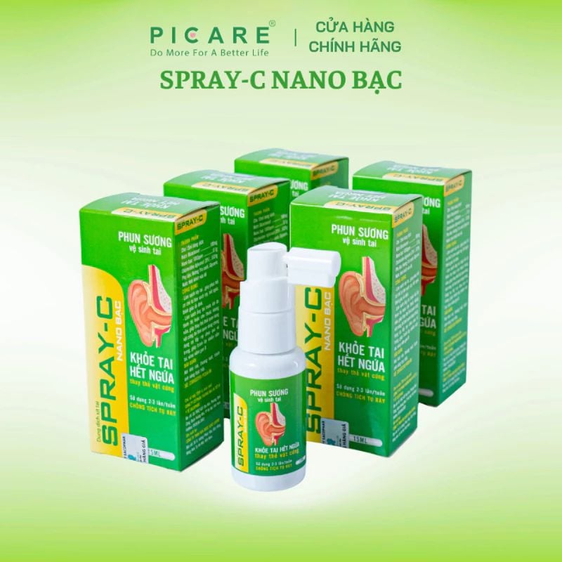 Xịt Vệ Sinh Tai Spray-C Nano Bạc Aero Chemie 15ml Làm Sạch Ráy Tai, Phục Hồi Cơ Chế Tự Làm Sạch Ráy