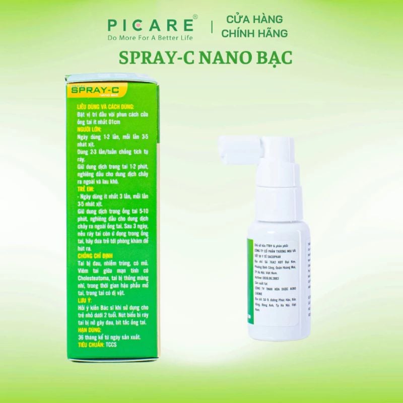Xịt Vệ Sinh Tai Spray-C Nano Bạc Aero Chemie 15ml Làm Sạch Ráy Tai, Phục Hồi Cơ Chế Tự Làm Sạch Ráy
