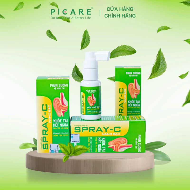 Xịt Vệ Sinh Tai Spray-C Nano Bạc Aero Chemie 15ml Làm Sạch Ráy Tai, Phục Hồi Cơ Chế Tự Làm Sạch Ráy
