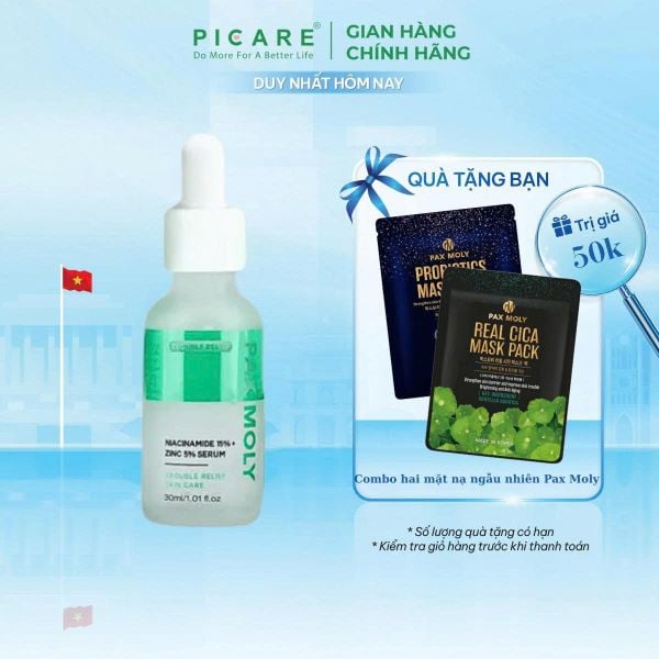 Tinh chất dành cho da dầu mụn PAX MOLY Niacinamide 15% Zinc 5% Serum 30ml