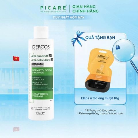 Dầu gội giảm gàu cho da đầu dầu ngứa Vichy Dercos Anti Dandruff DS Dermatological Shampoo 200ml