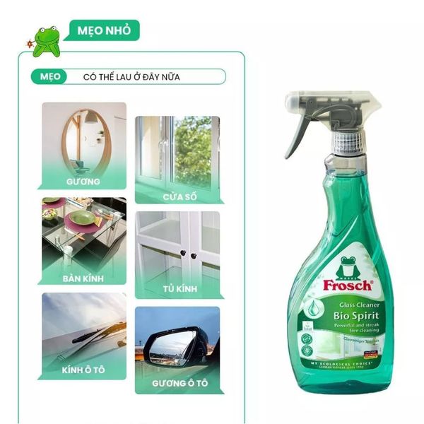 Xịt vệ sinh kính hữu cơ chuyên dụng Frosch 500ml - Làm sạch cửa kính, gương, xe ô tô