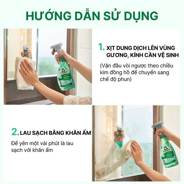Xịt vệ sinh kính hữu cơ chuyên dụng Frosch 500ml - Làm sạch cửa kính, gương, xe ô tô
