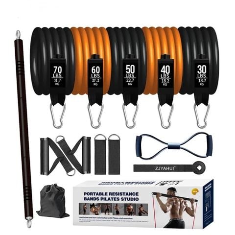 Bộ 5 dây kháng lực FED-KL3, loại 250LBS Tập Full Body Dụng Cụ Tập Gym Đa Năng Tại Nhà