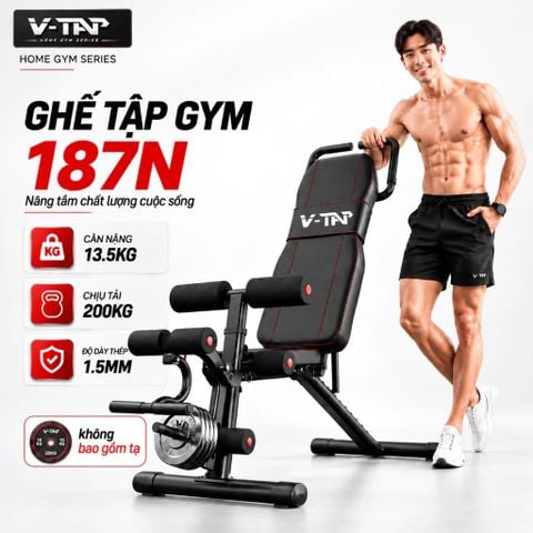 GHẾ TẬP GYM 9 CẤP ĐỘ ĐÁ CHÂN V-TAP 187N CHÍNH HÃNG TẶNG NGAY DÂY TẬP VAI LƯNG HOẶC KÌM BÓP TAY