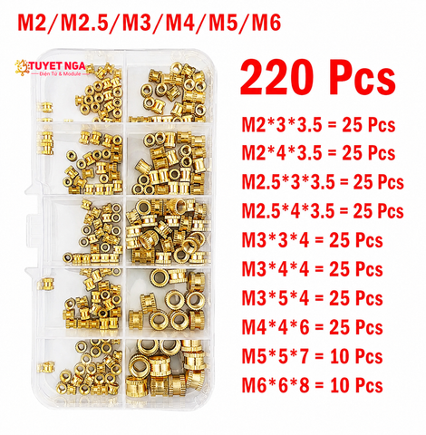 Hộp Đai Ốc Trụ Đồng V2 220pcs