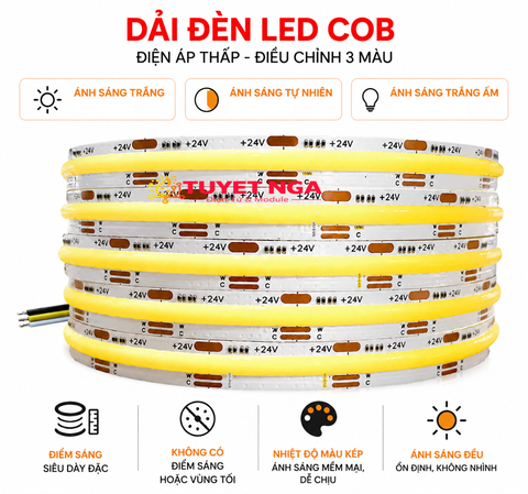 Led Dây FCOB 12V 640 LED/Mét CCT 1 Mét