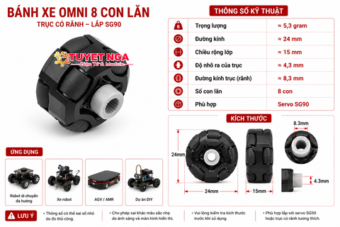 24158 Bánh Xe Omni Đa Hướng Tròn SG90