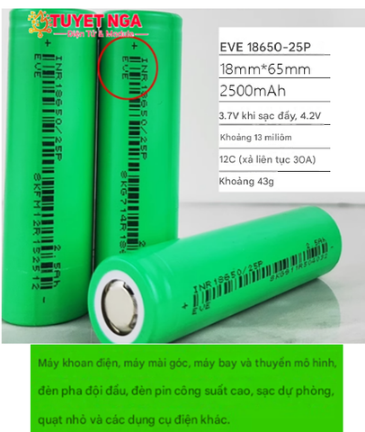 EVE Pin 18650 2500mAh 12C