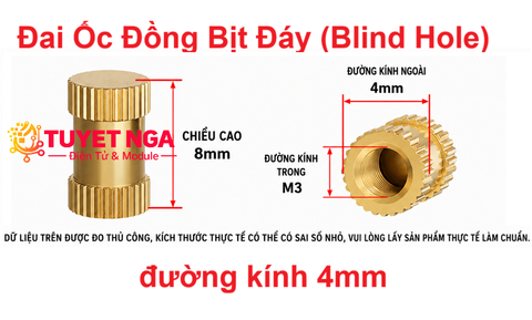 M3 Trụ Đồng Cái Bịt Đáy 8mm