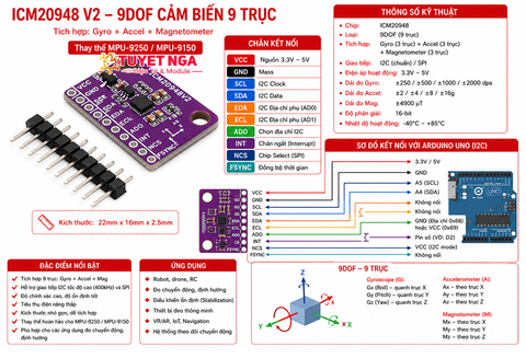 ICM20948V2 9DOF Cảm Biến Tích Hợp 9 Trục MPU-9250 9150