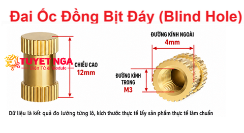 M3 Trụ Đồng Cái Bịt Đáy 12mm