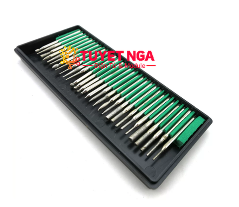 Bộ 30 Mũi Mài Khắc Đầu Kim Cương 3mm